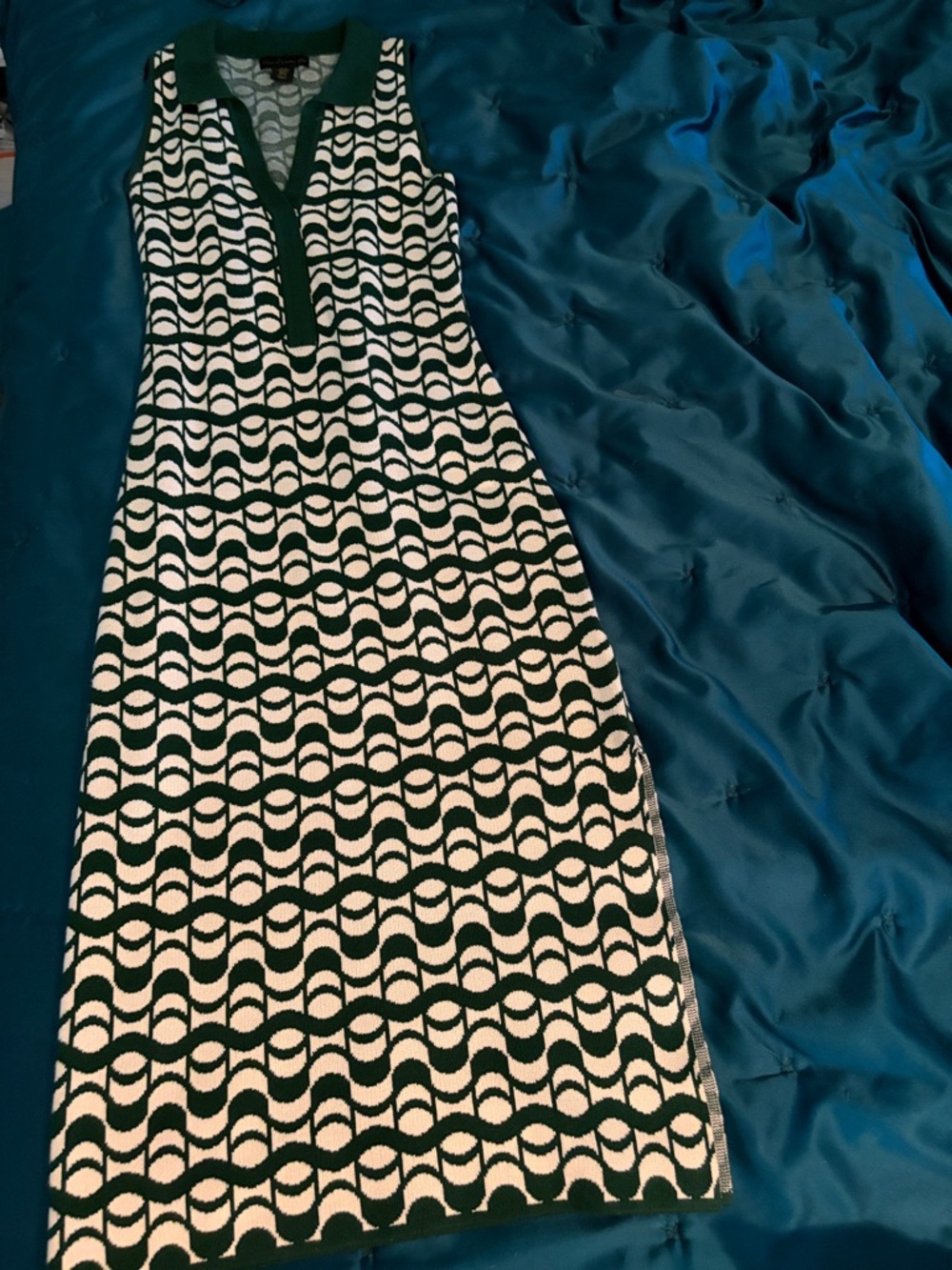 House of Harlow 1960 Black and White Wave Knit Maxi Dress
